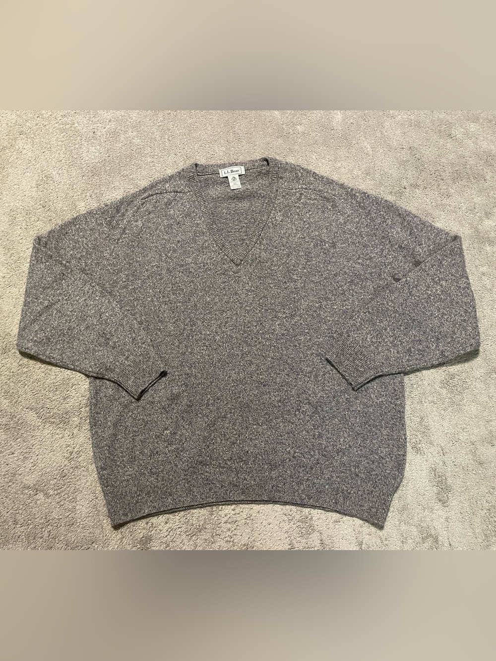 Vintage L.L. Bean Lambswool V Neck Sweater Mens XL Gray Scotland J656